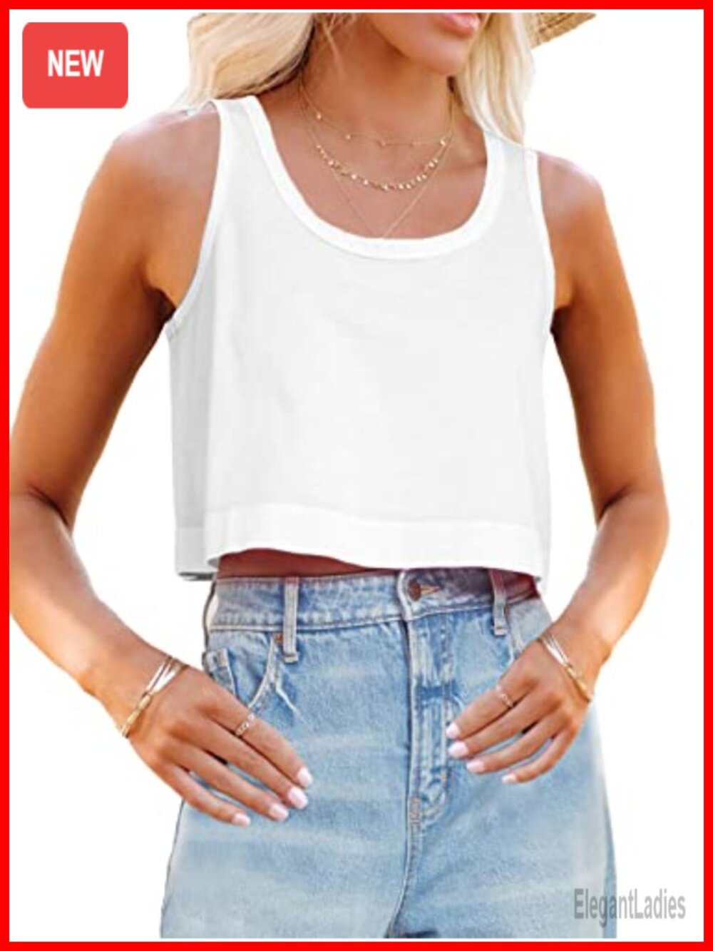 Womens Cotton Crop Tank Top Sleeveless Scoop Neck Loose Fit Workout Yoga Shirt